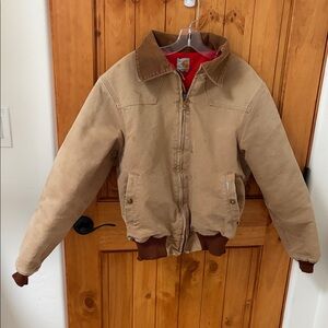 VINTAGE Carhartt Brown Duck Canvas Work Jacket with Corduroy Collar